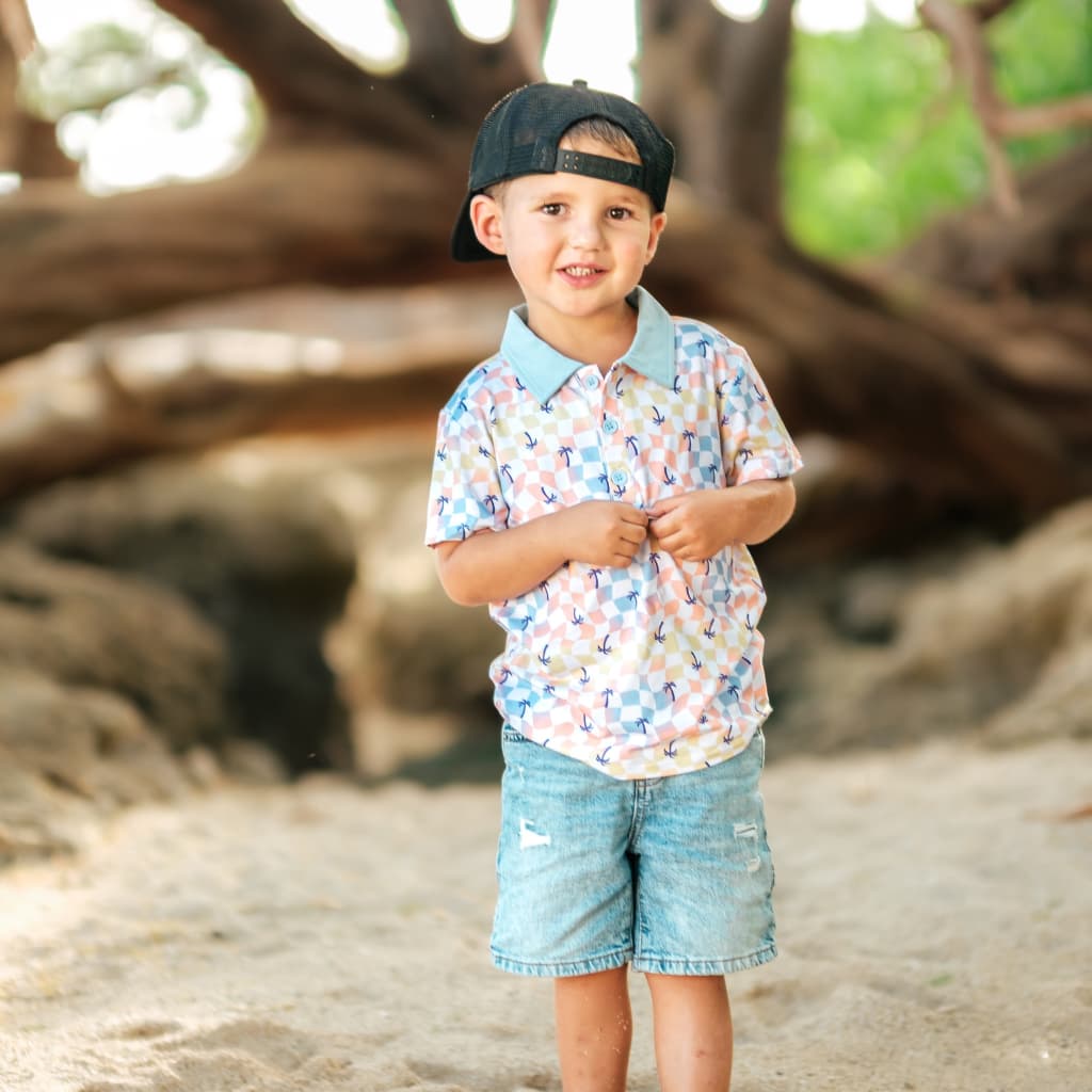 Sunset Checker Bamboo Polo Shirt