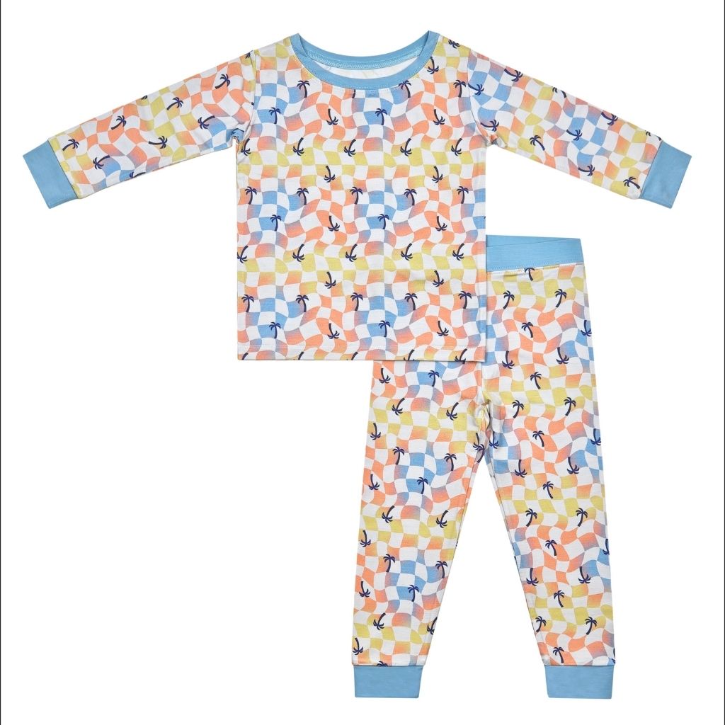 Sunset Checker Long Bamboo Pajamas