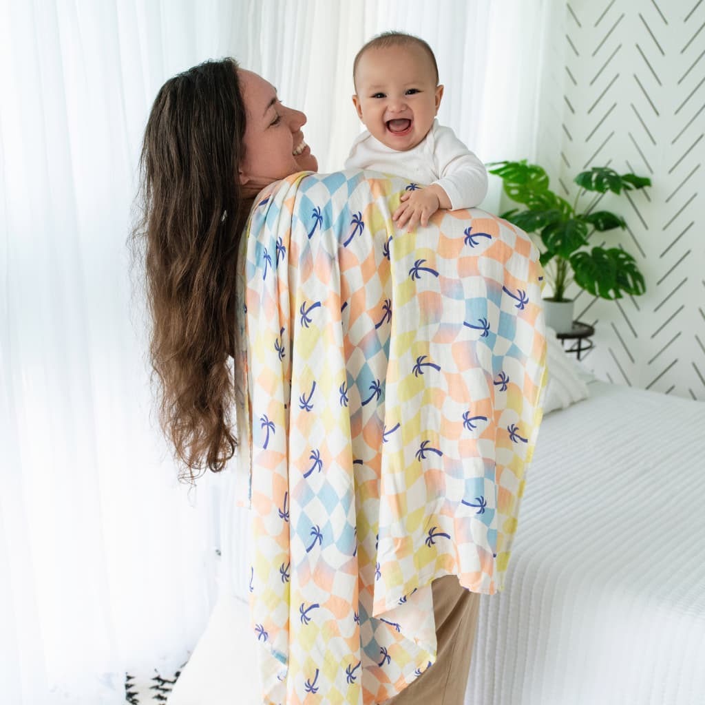 Sunset Checker Muslin Swaddle Blanket