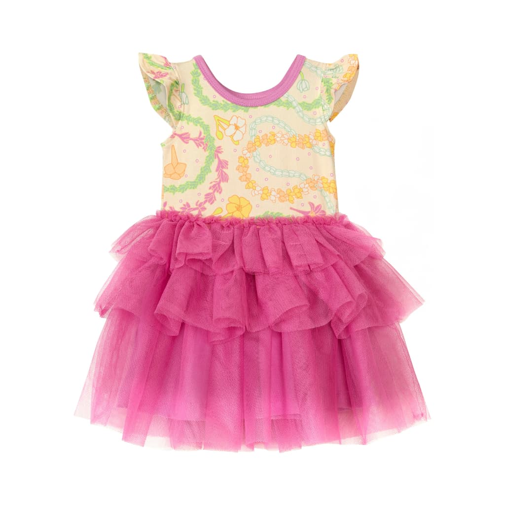 Lei Day in Sand Flutter Sleeve Tutu Dress