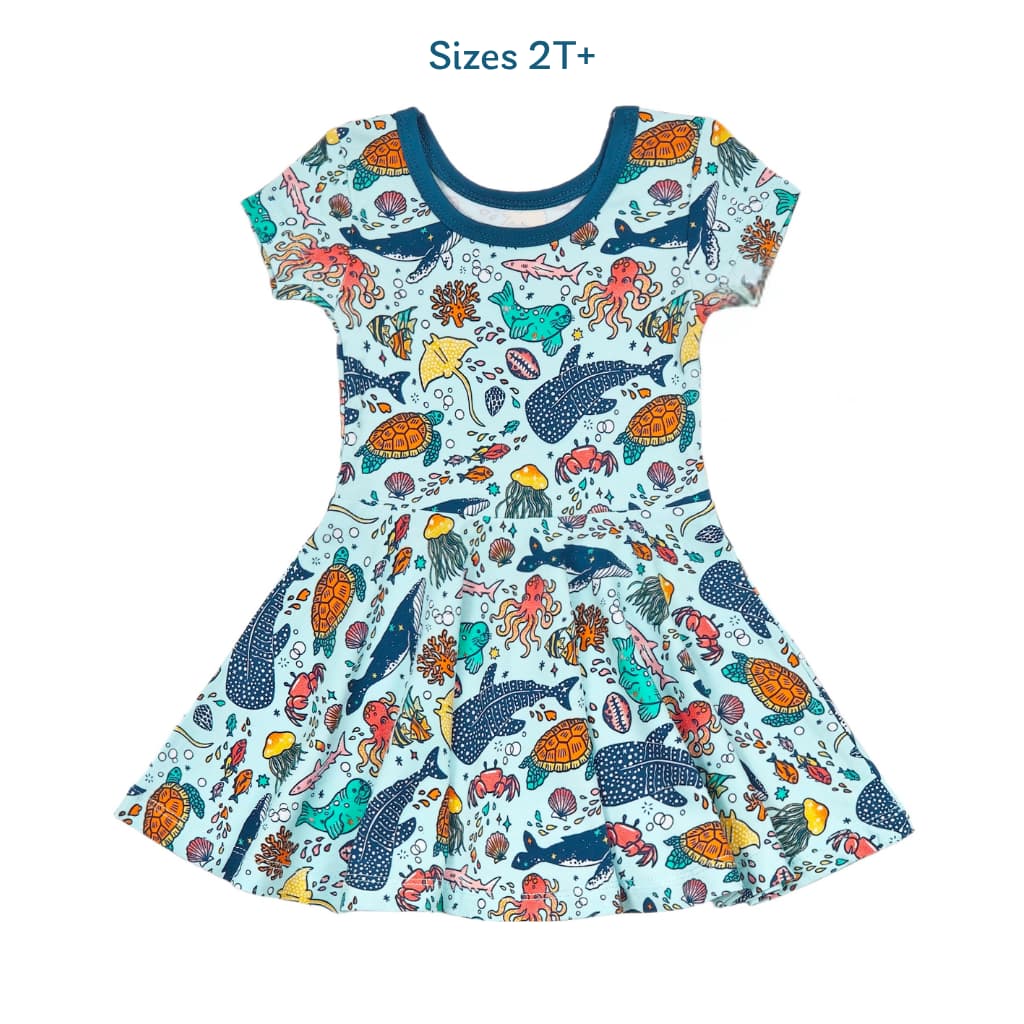Big Blue World Bamboo T-Shirt Dress