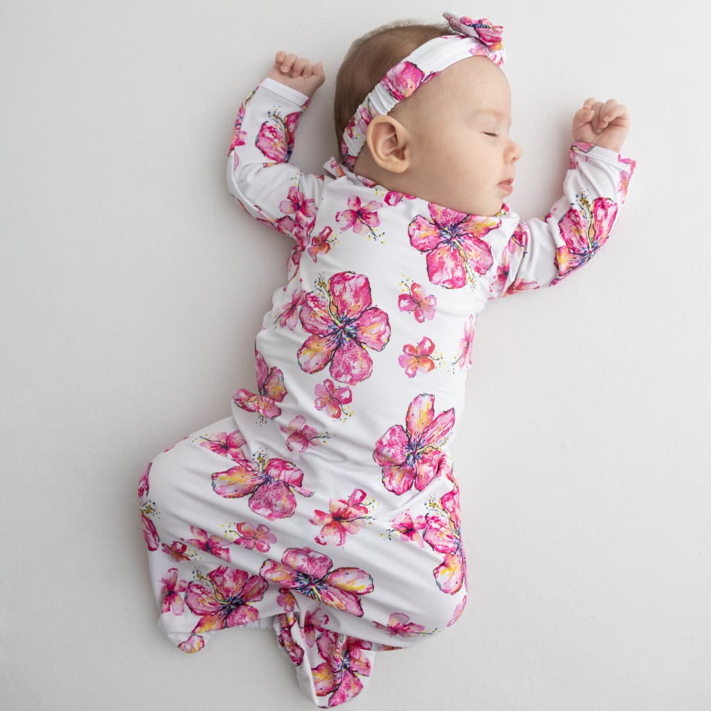 Hibiscus Kiss Bamboo Layette Gown