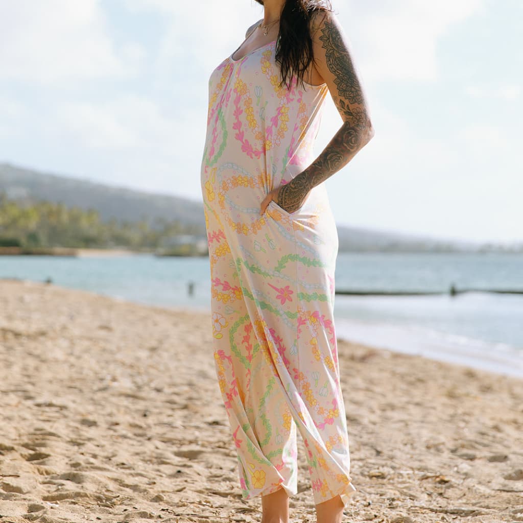 Lei Day in Sand Women's Wide Leg Jumpsuit