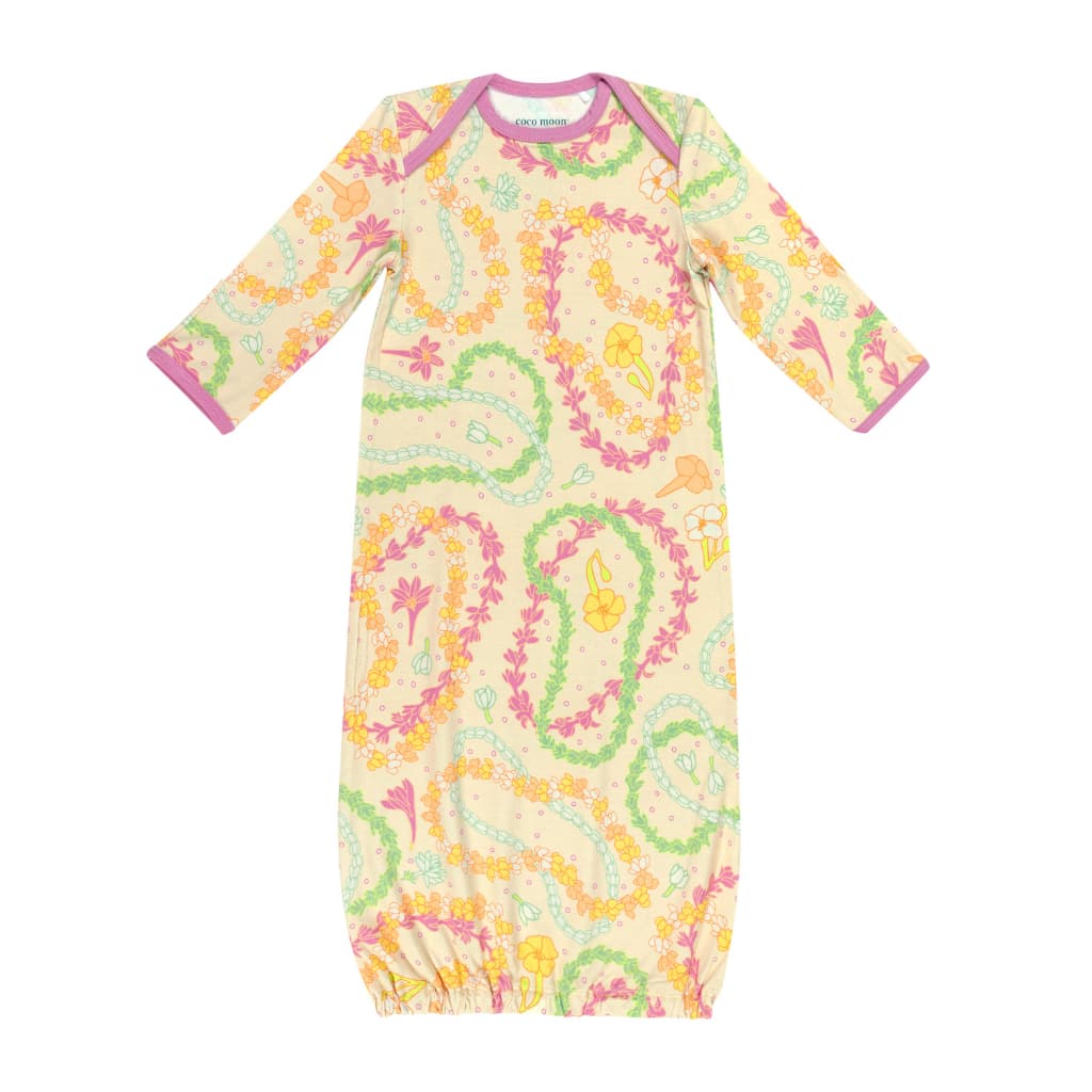 Lei Day in Sand Bamboo Layette Gown