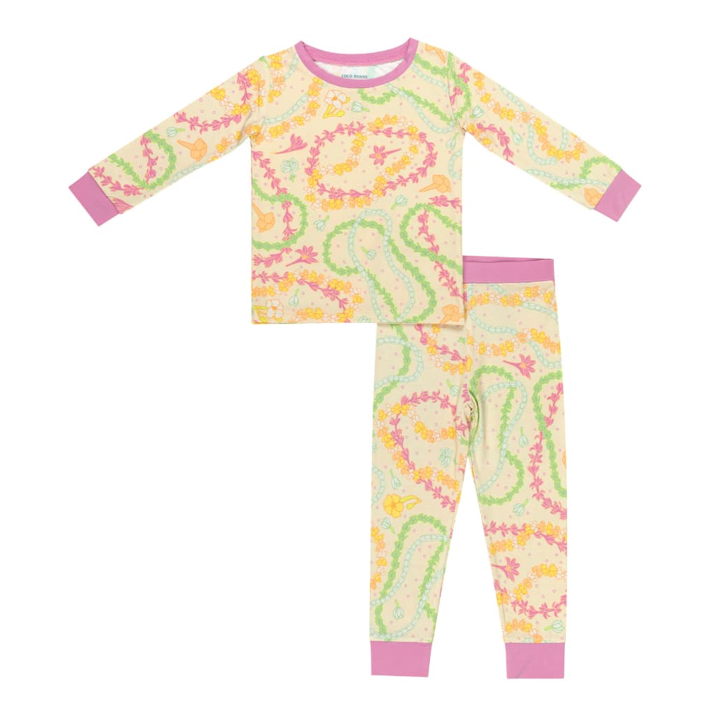 Lei Day in Sand Long Bamboo Pajamas