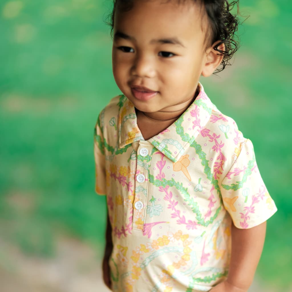 Lei Day in Sand Bamboo Polo Shirt