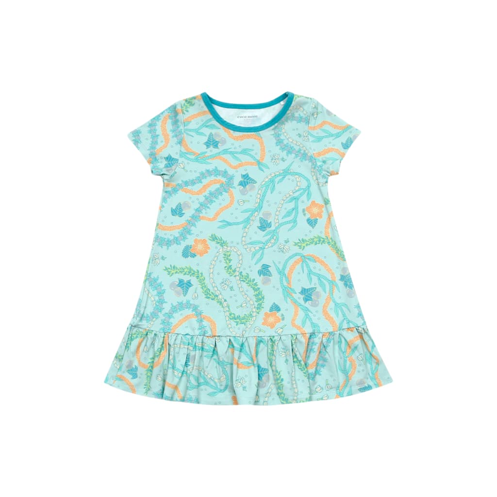 Lei Stand Ruffle Hem Bamboo T-Shirt Dress