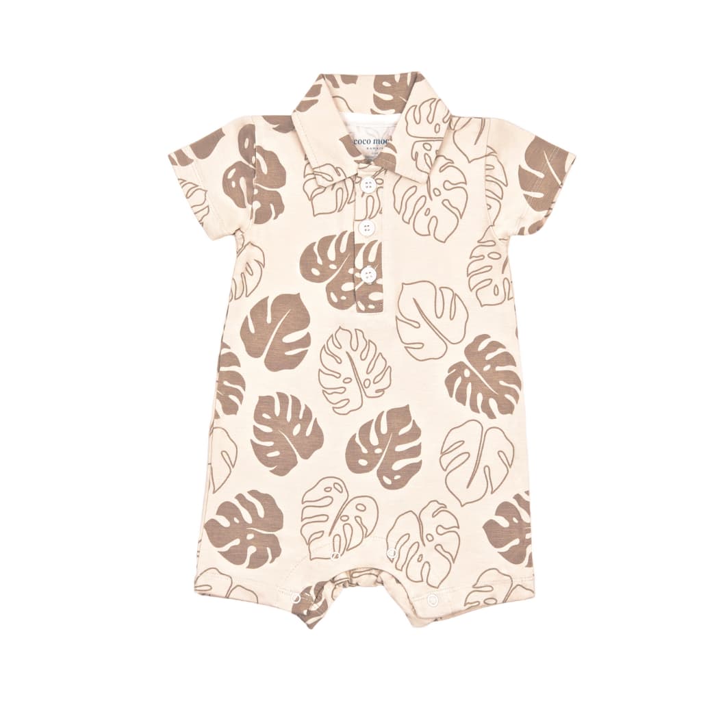 Mocha Monstera Polo Bamboo Romper