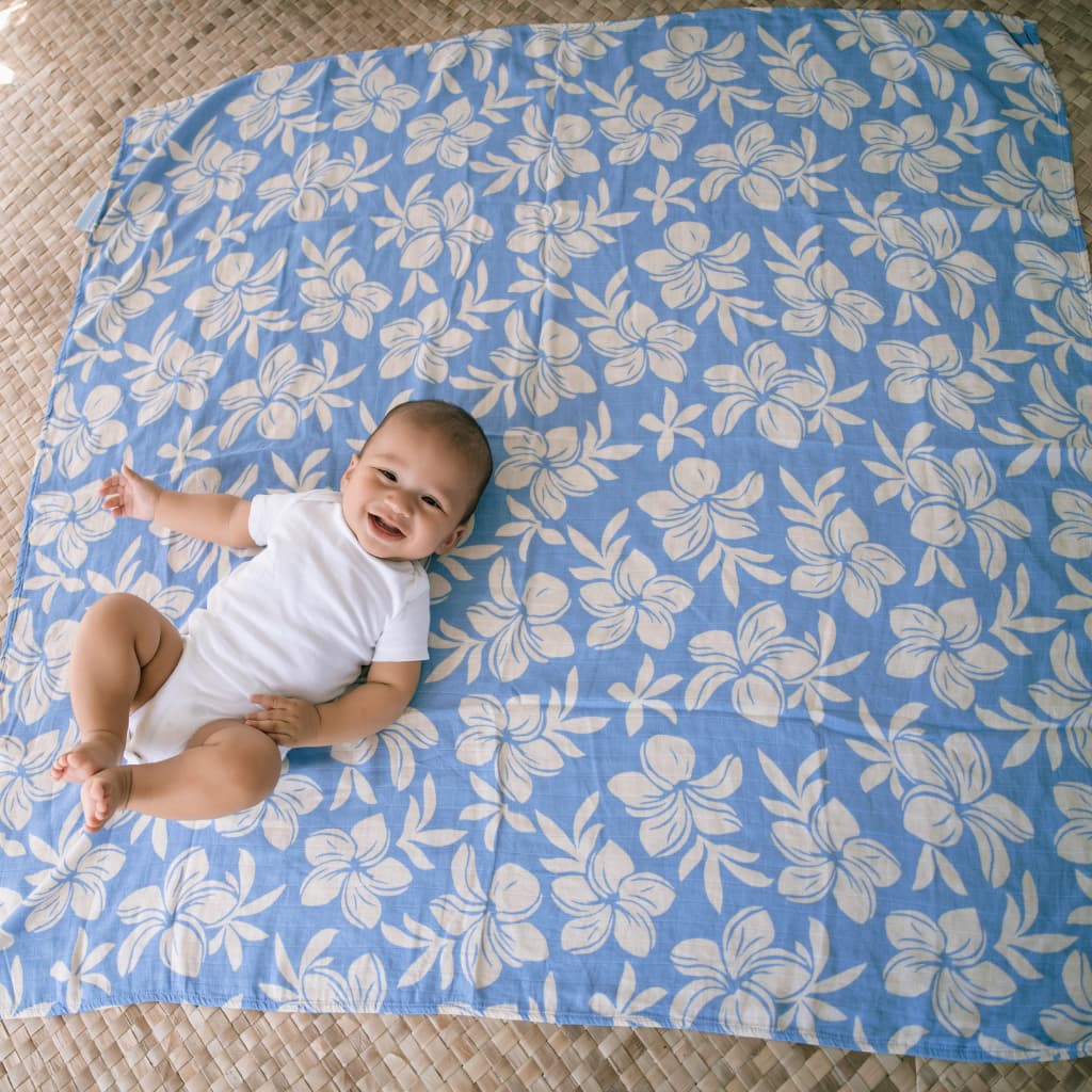 Plumeria Dreams Muslin Swaddle Blanket