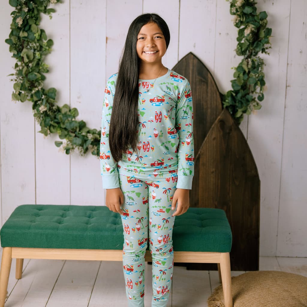 Surfing In An Island Wonderland Long Bamboo Pajamas