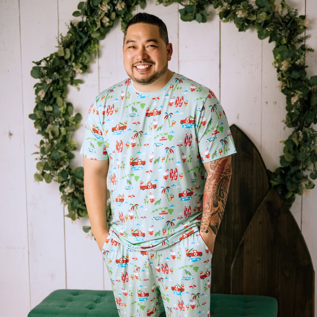 Surfing In An Island Wonderland Men's Bamboo Pajamas