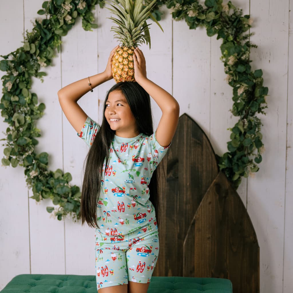 Surfing In An Island Wonderland Short Bamboo Pajamas