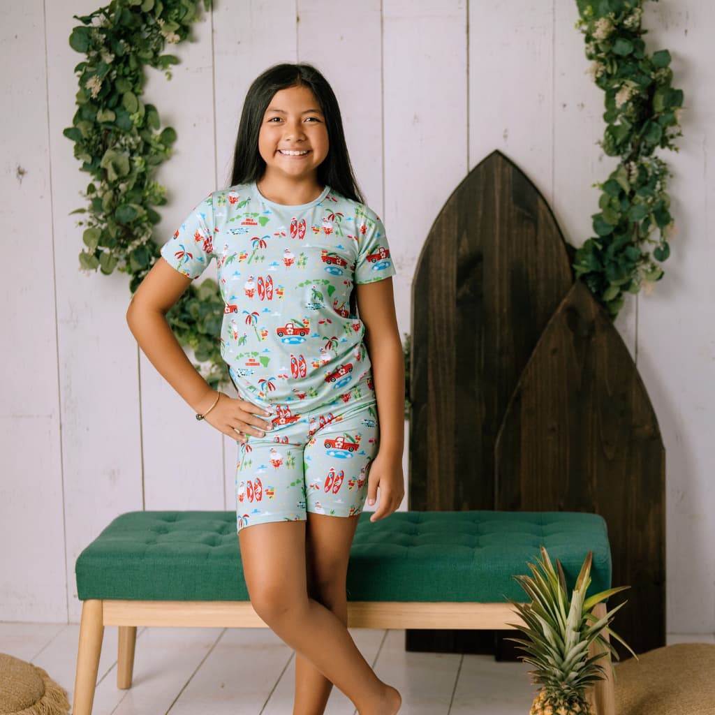 Surfing In An Island Wonderland Short Bamboo Pajamas