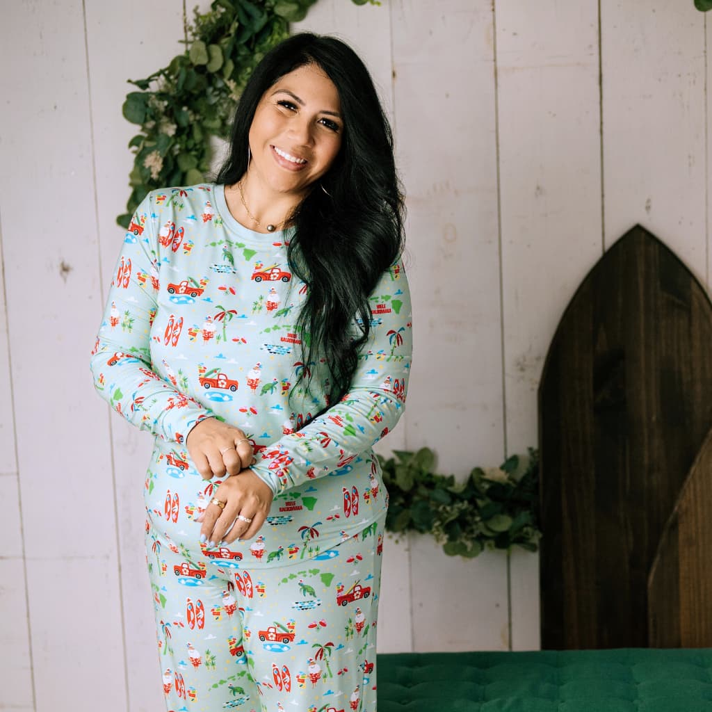 Surfing In An Island Wonderland Women's Long Bamboo Pajamas