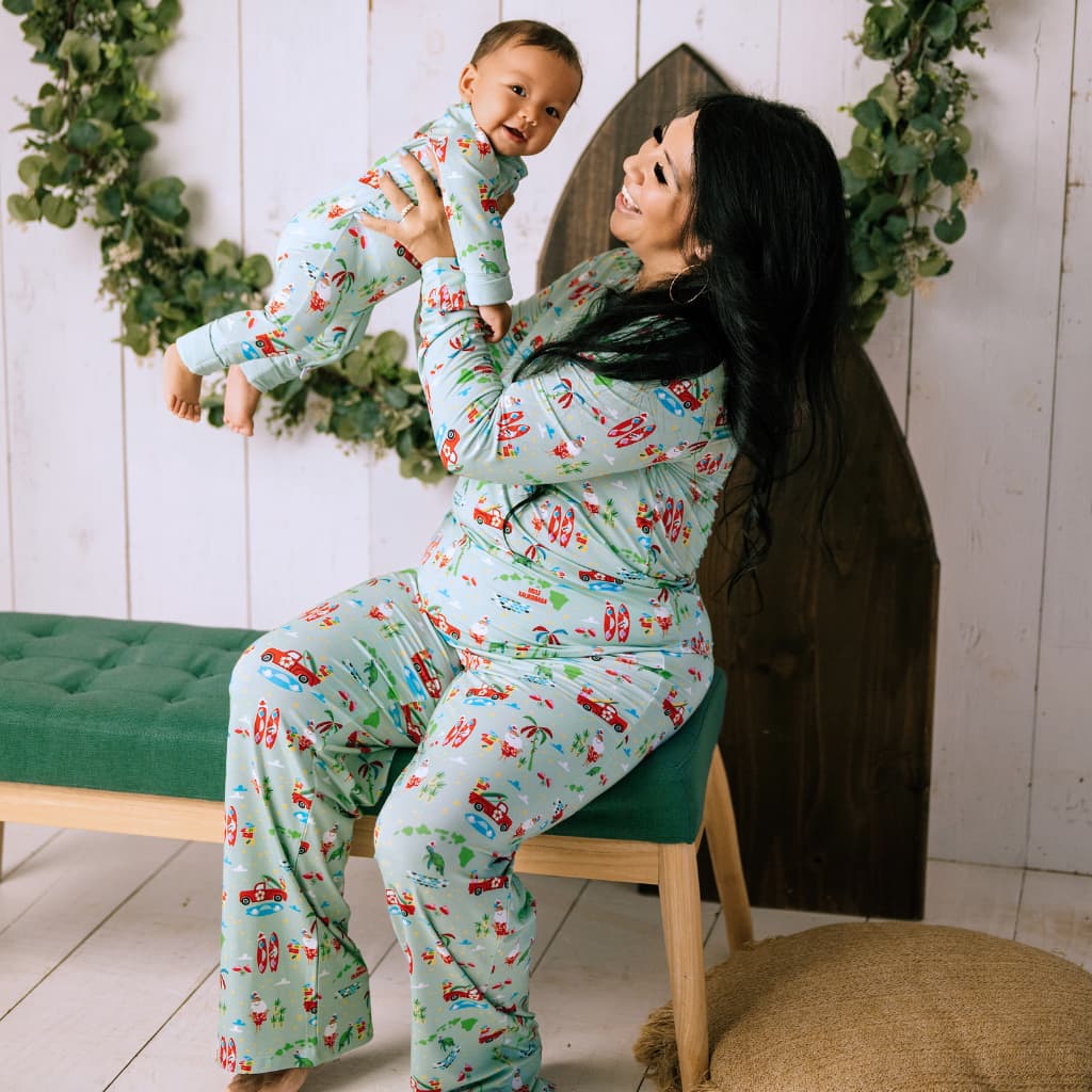 Surfing In An Island Wonderland Women's Long Bamboo Pajamas