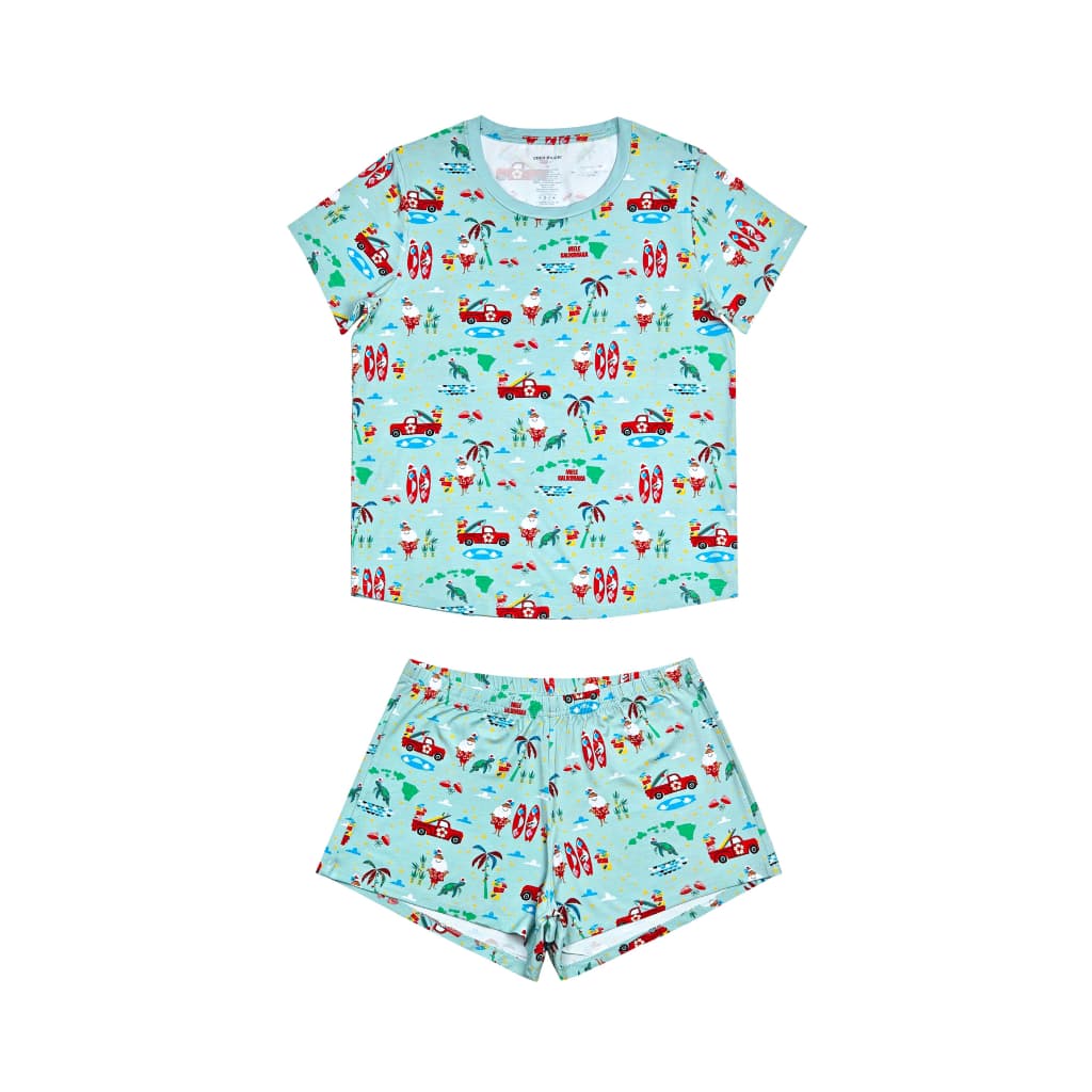 Surfing In An Island Wonderland Women's Short Bamboo Pajamas