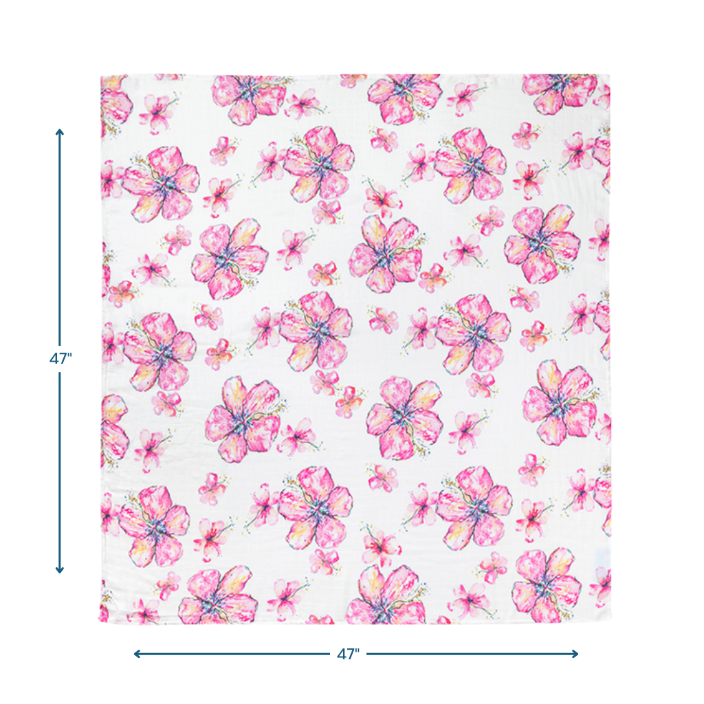 Hibiscus Kiss Muslin Swaddle Blanket