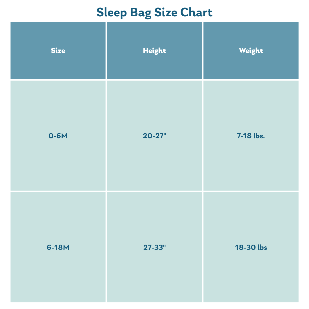 Size Chart for Sleep Bag