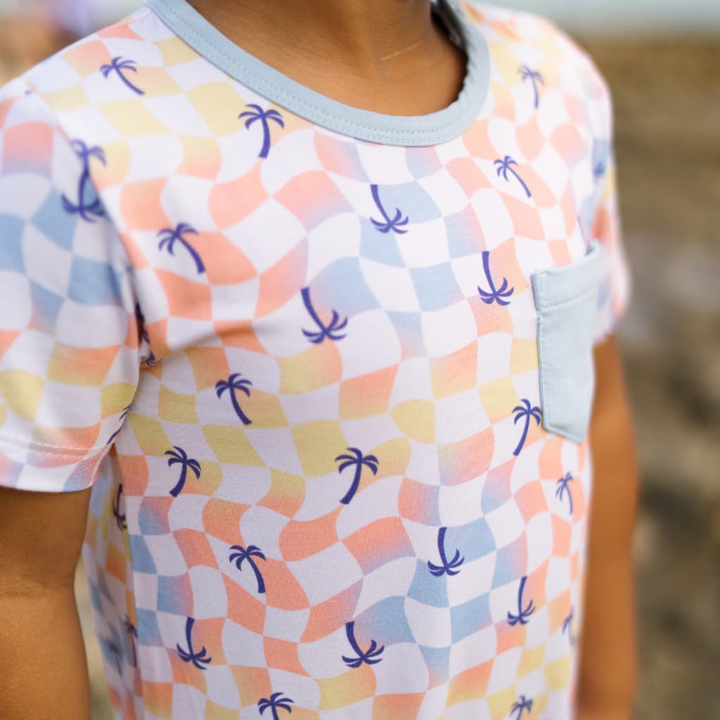 Sunset Checker Shortie Bamboo Romper