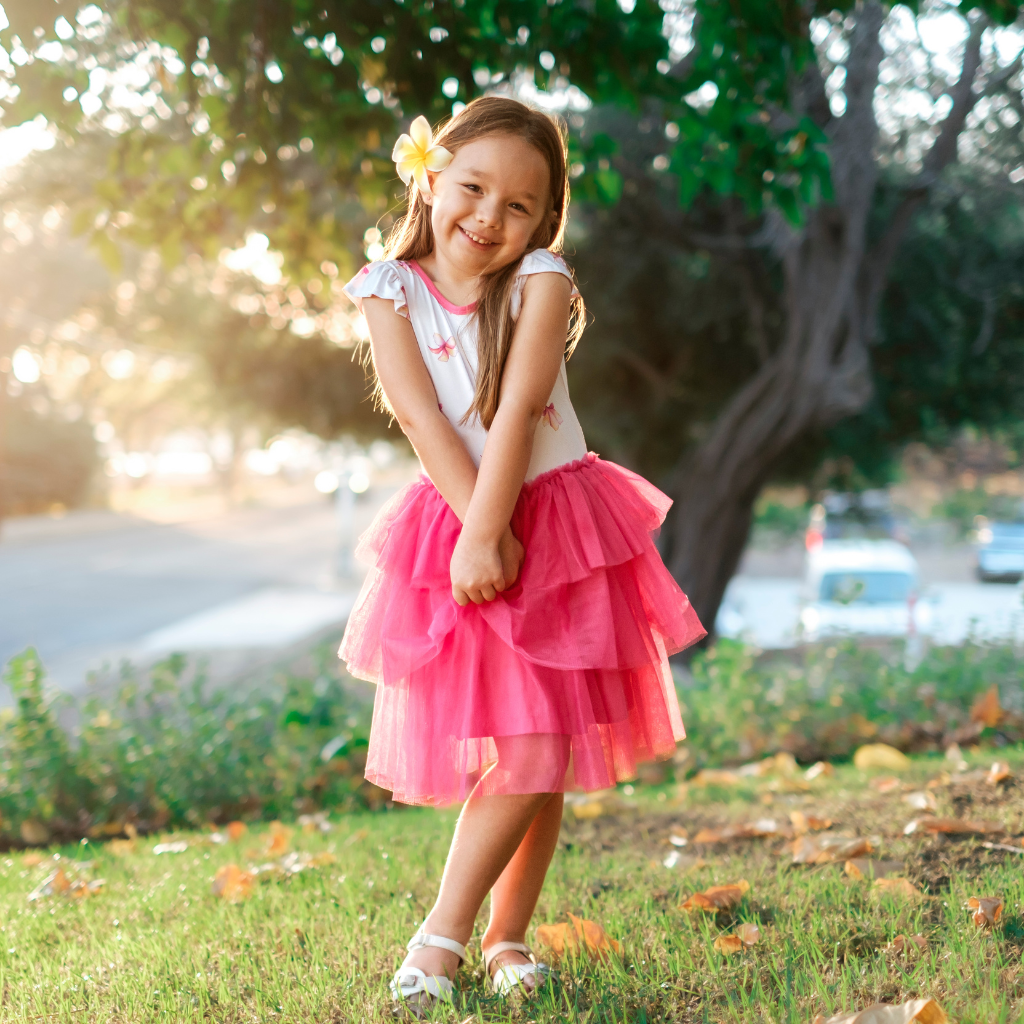 Plumeria Flutter Sleeve Tutu Dress