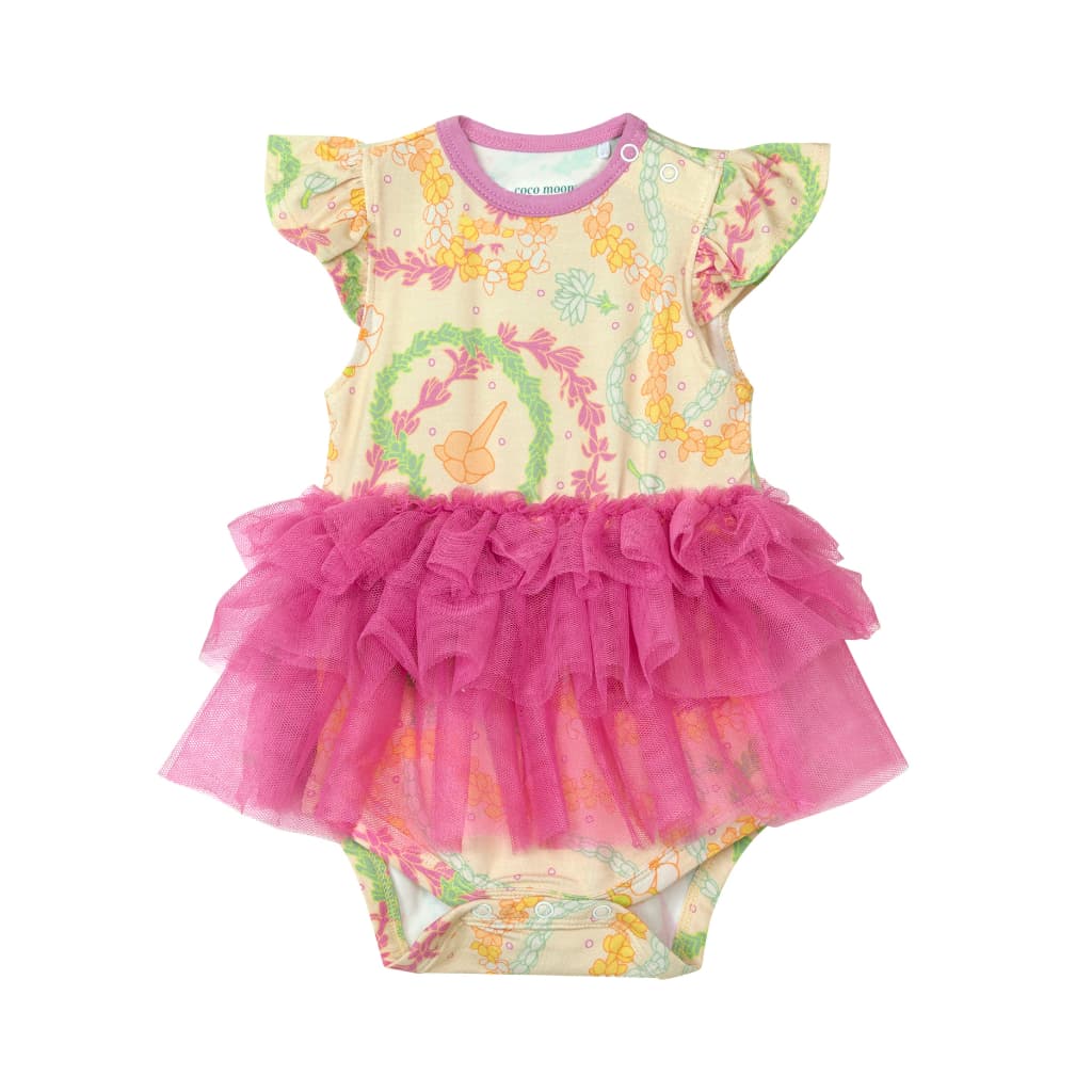 Lei Day in Sand Flutter Sleeve Tutu Onesie