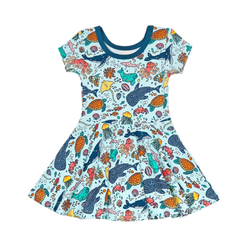 Big Blue World Bamboo T-Shirt Dress