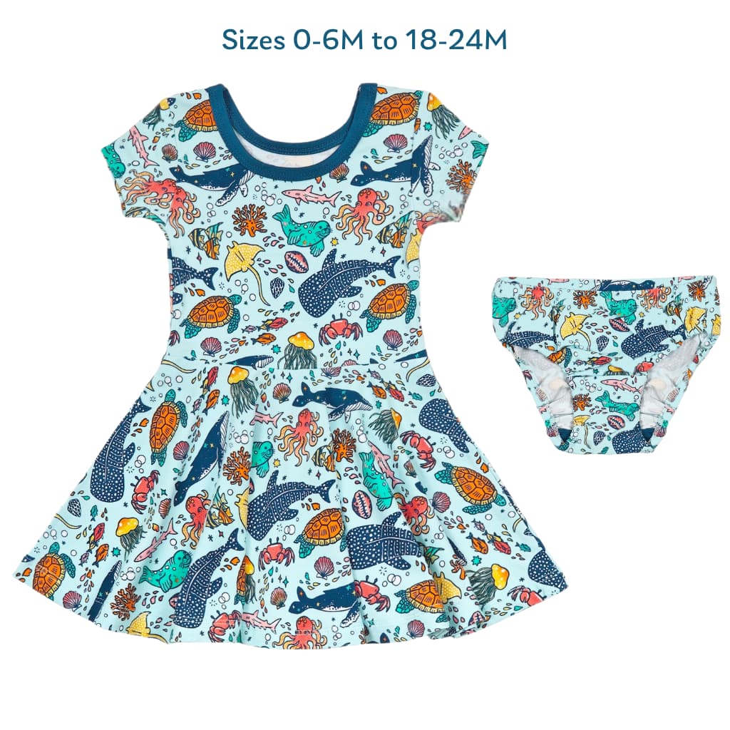 Big Blue World Bamboo T-Shirt Dress