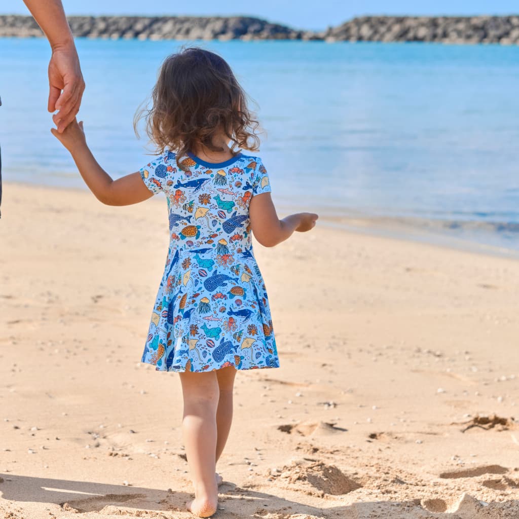 Big Blue World Bamboo T-Shirt Dress