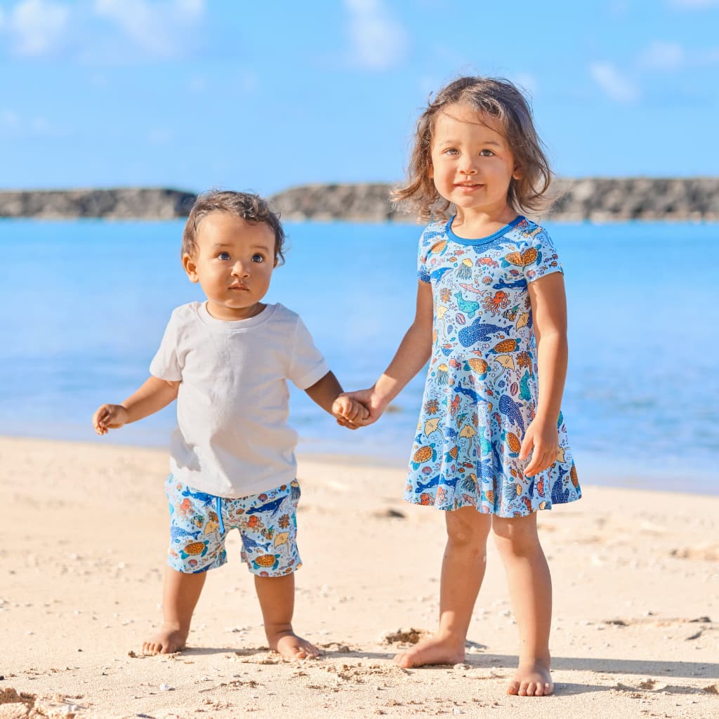 Big Blue World Bamboo T-Shirt Dress