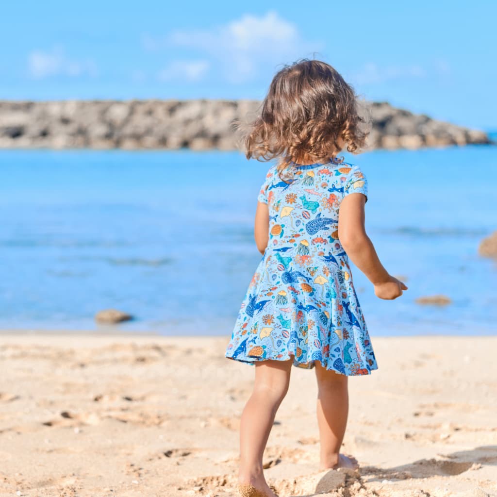 Big Blue World Bamboo T-Shirt Dress