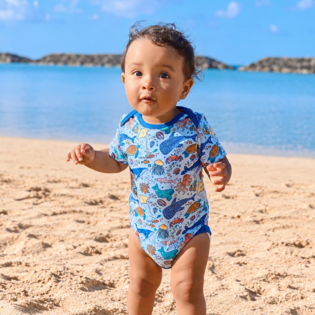 Big Blue World Bamboo Onesie