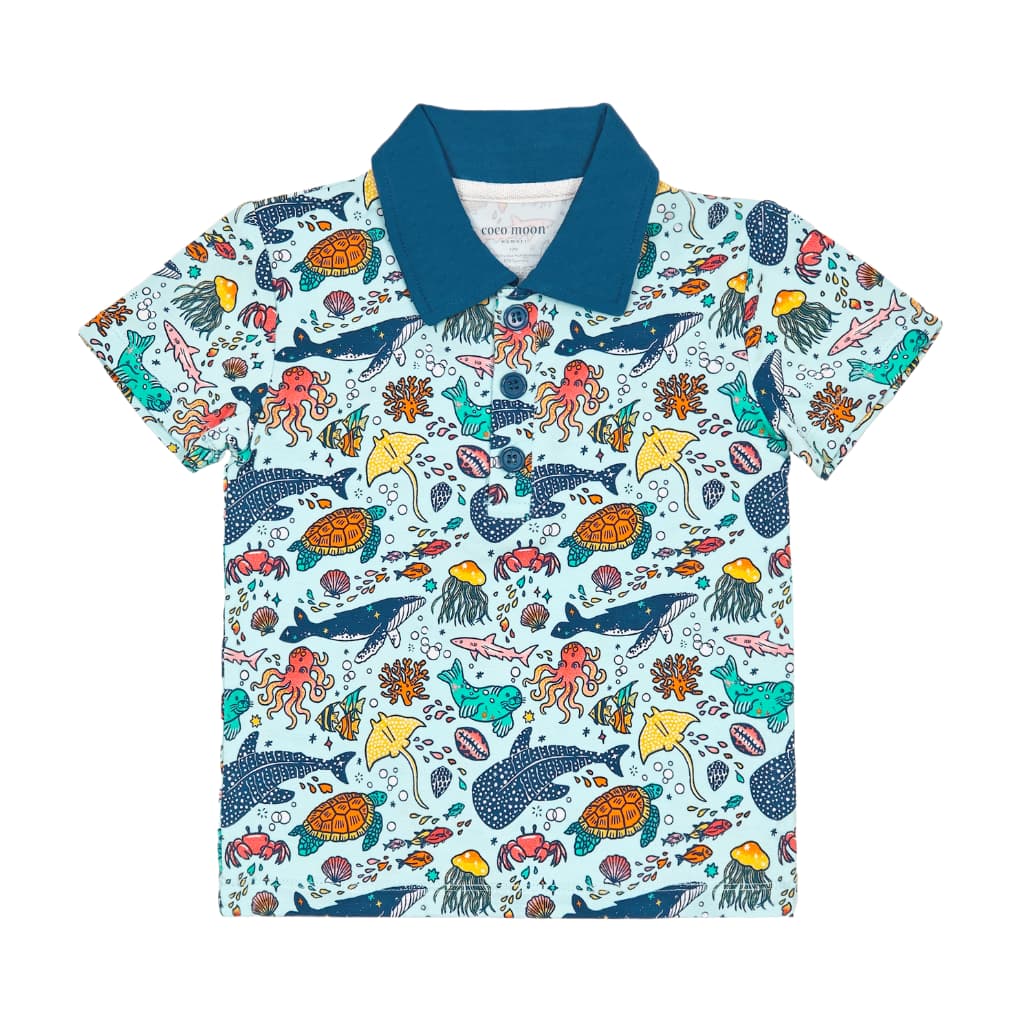Big Blue World Bamboo Polo Shirt