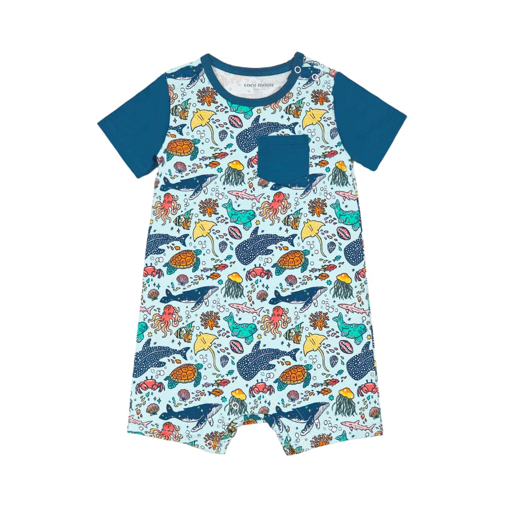 Big Blue World Shortie Bamboo Romper