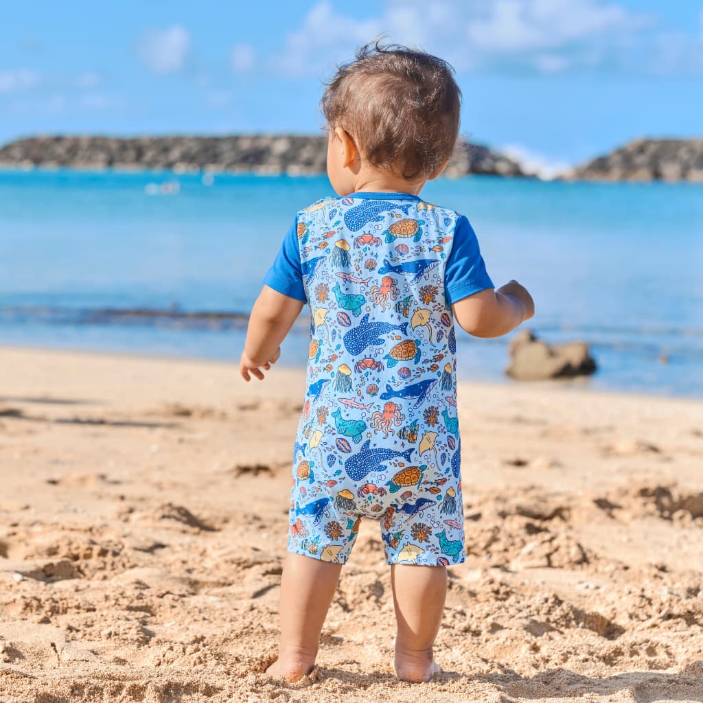 Big Blue World Shortie Bamboo Romper