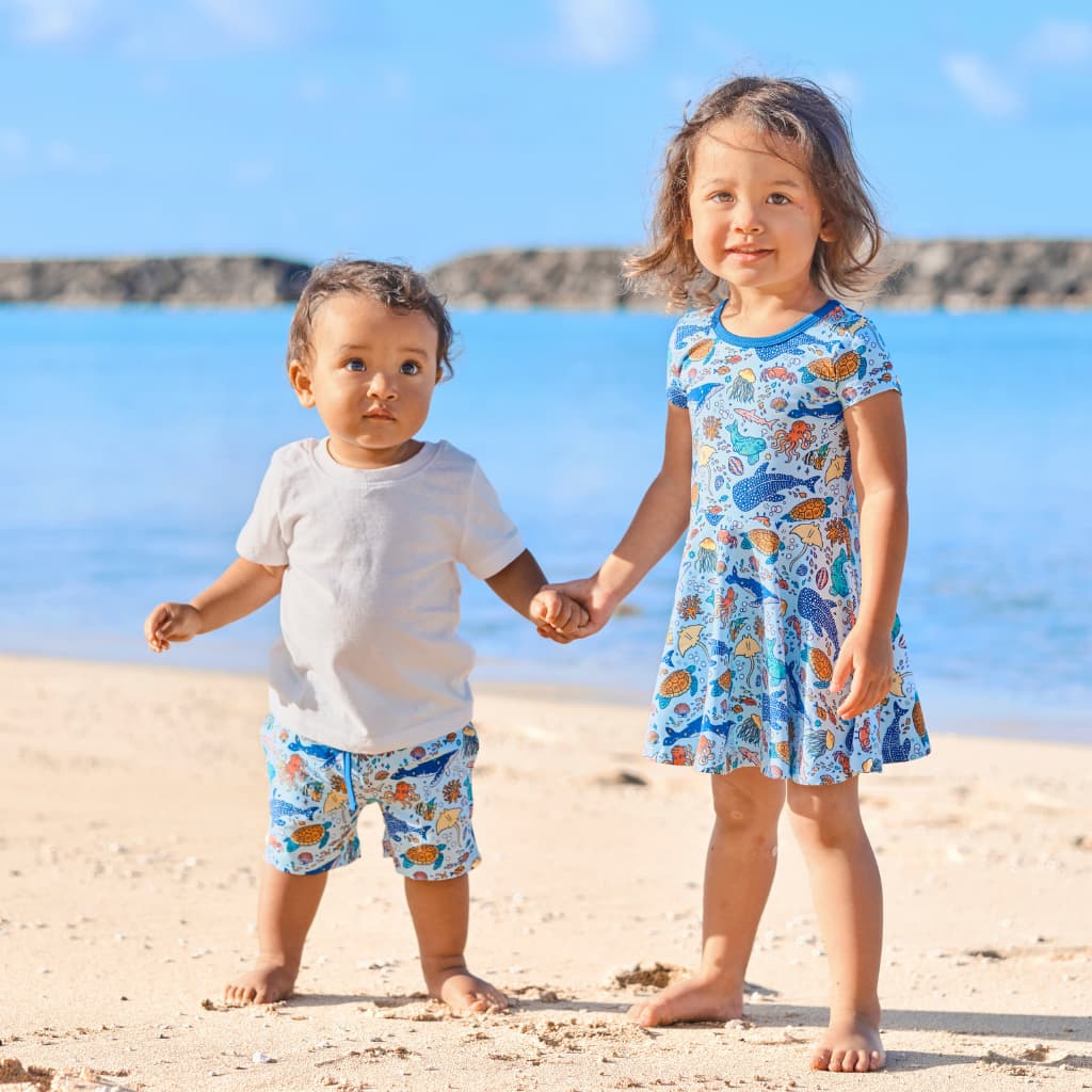 Big Blue World Bamboo Drawstring Shorts
