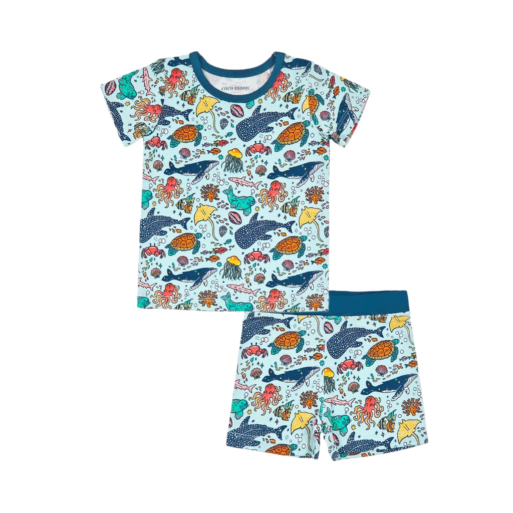 Big Blue World Short Bamboo Pajamas