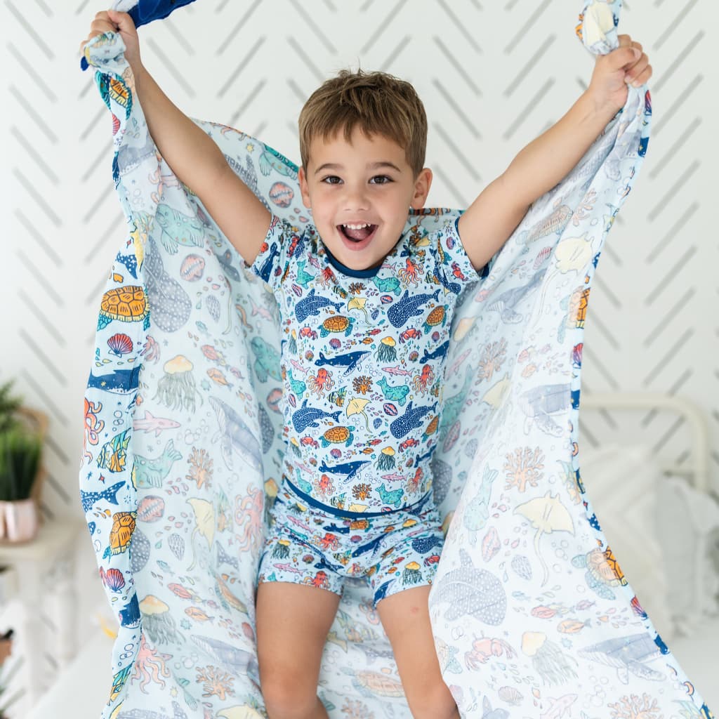 Big Blue World Short Bamboo Pajamas