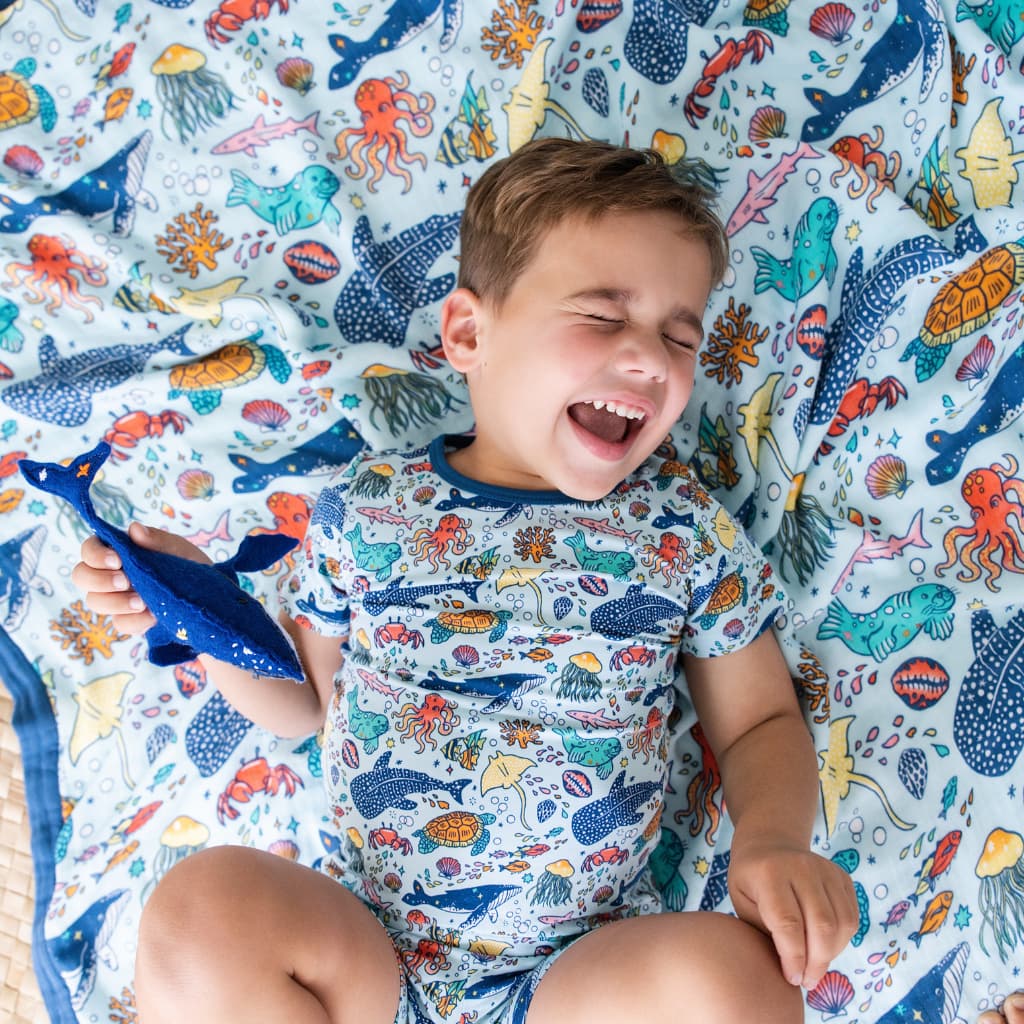 Big Blue World Short Bamboo Pajamas