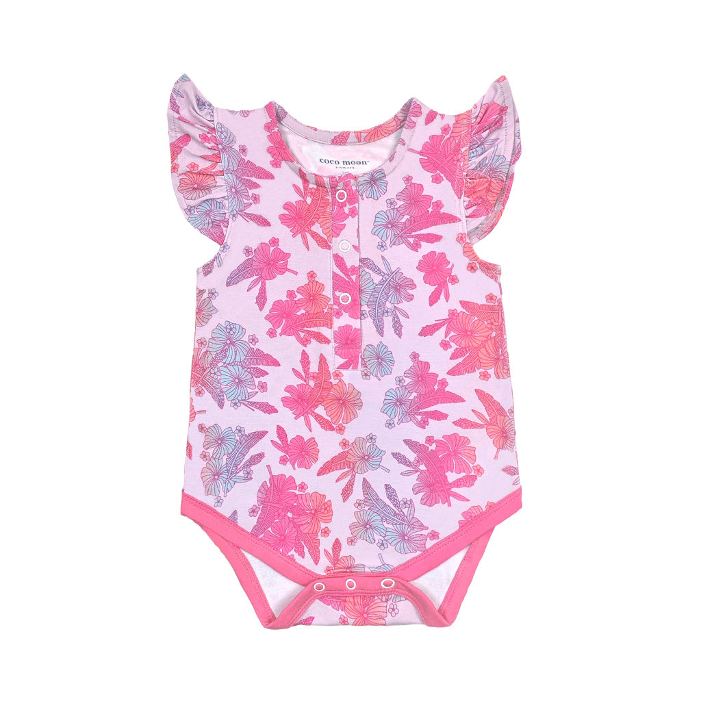 Cotton Candy Garden Bamboo Flutter Sleeve Onesie