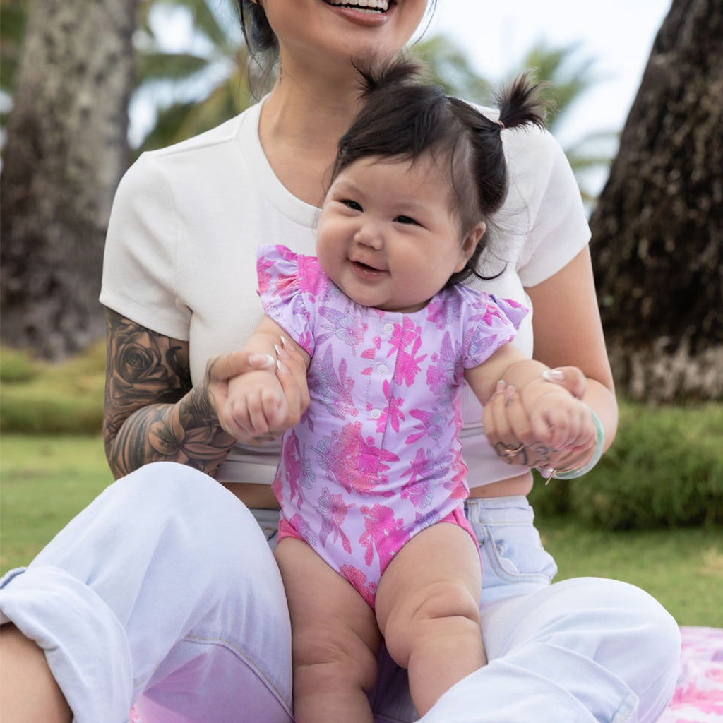 Cotton Candy Garden Bamboo Flutter Sleeve Onesie
