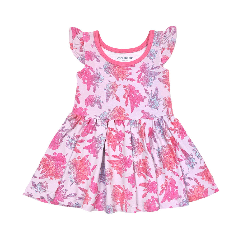 Cotton Candy Garden Bamboo Flutter Sleeve Dress