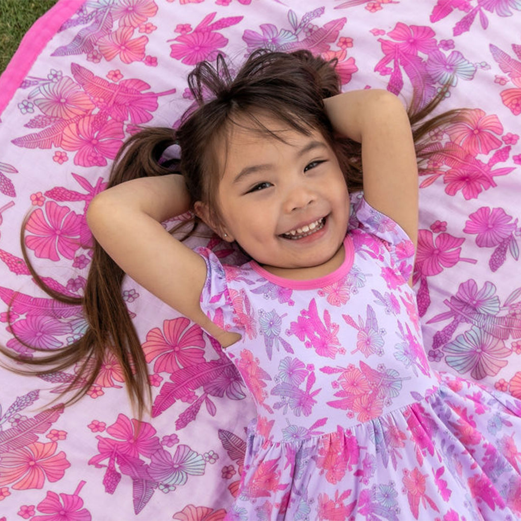Cotton Candy Garden Bamboo Flutter Sleeve Dress