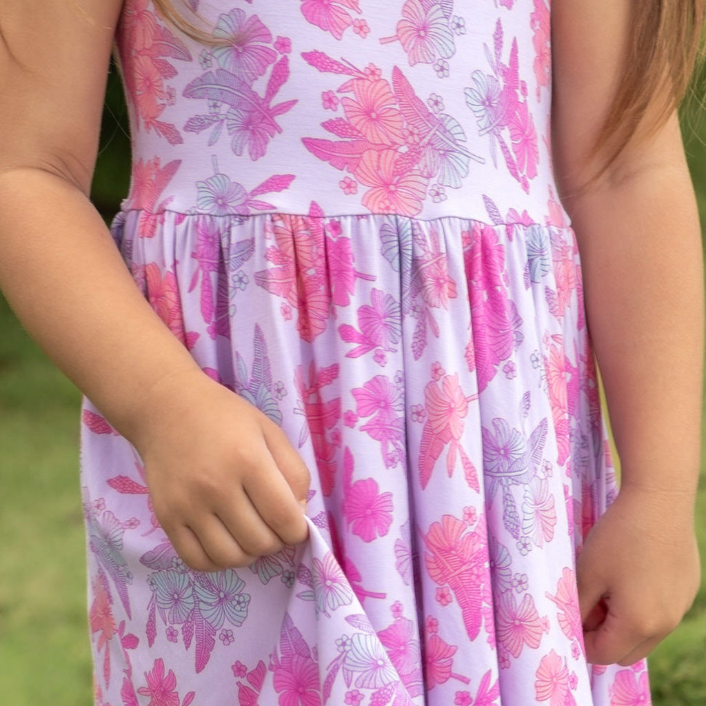 Cotton Candy Garden Bamboo Flutter Sleeve Dress