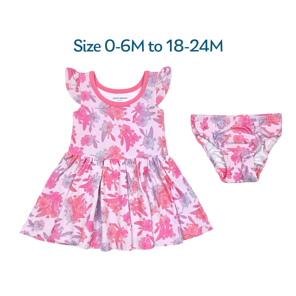 Cotton Candy Garden Bamboo Flutter Sleeve Dress