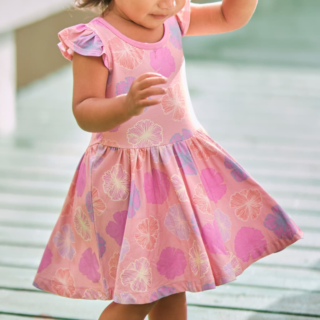 Seaflower Bamboo Flutter Sleeve Dress