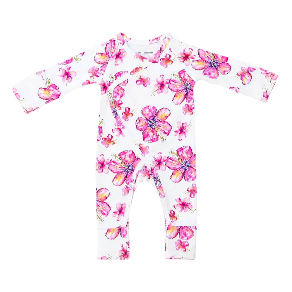 Hibiscus Kiss Bamboo Newborn Coverall