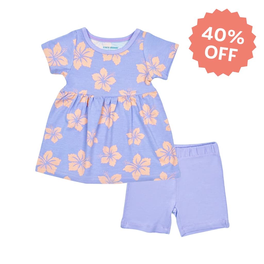 Hibiscus Lullaby Short Sleeve Top and Short Set