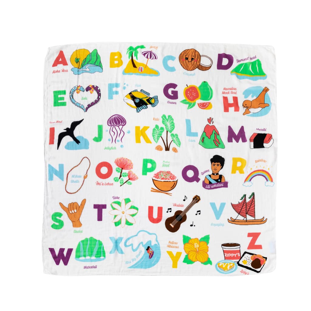 Hawaiʻi Kine ABCs Muslin Swaddle Blanket