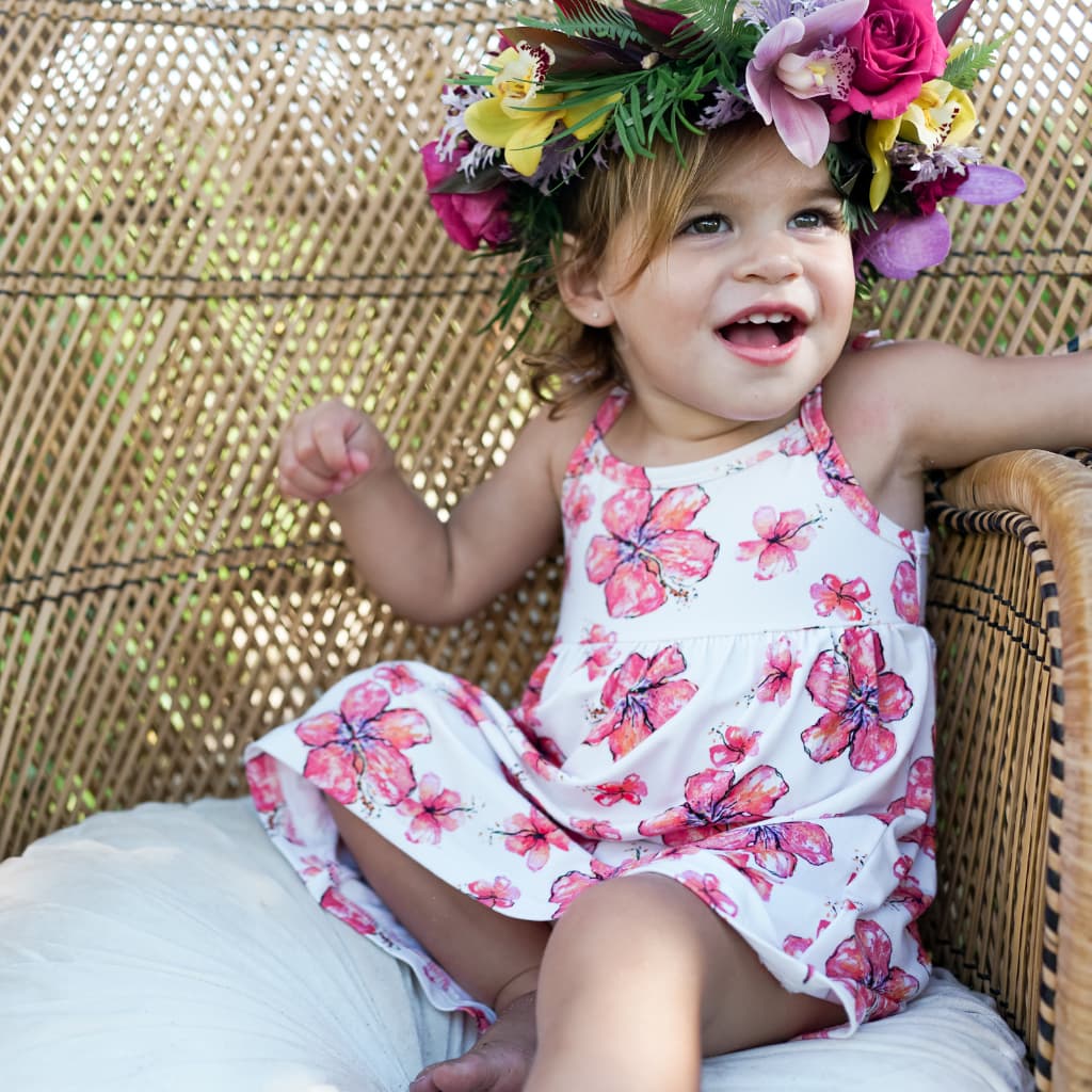 Coco Moon - Toddler Bamboo Dress - Hibiscus Kiss - 2T Coco Moon - Toddler Bamboo Dress - Hibiscus Kiss - 2T