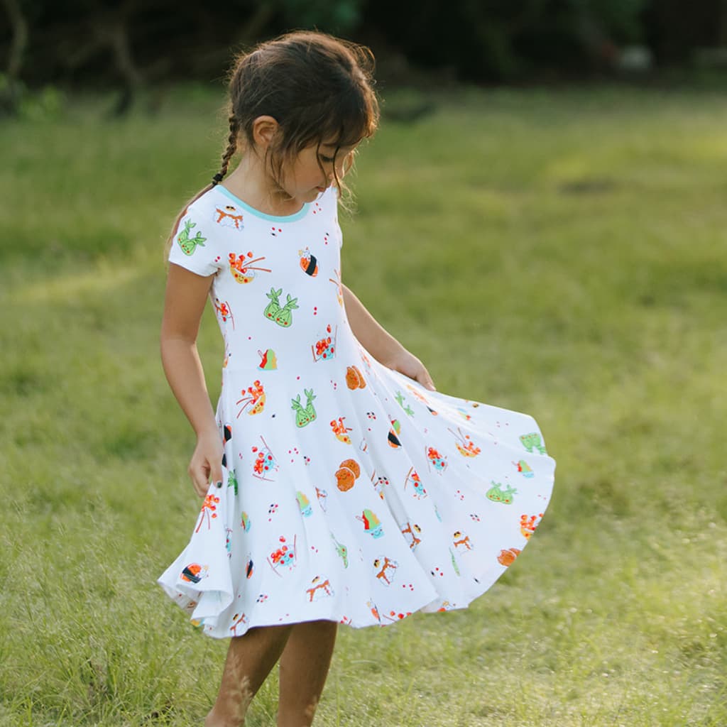 Island Mixed Plate Bamboo T-Shirt Dress